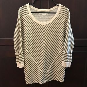 Hi-Line by Madewell Brown Ivory Stripe Top Small